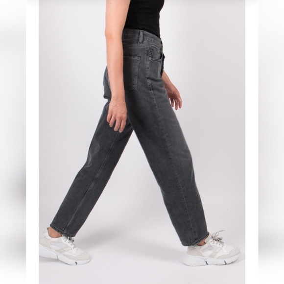 Agolde Criss Cross High Waist Loose Straight Jeans in Synchronize Gray Black 23 - Picture 10 of 16